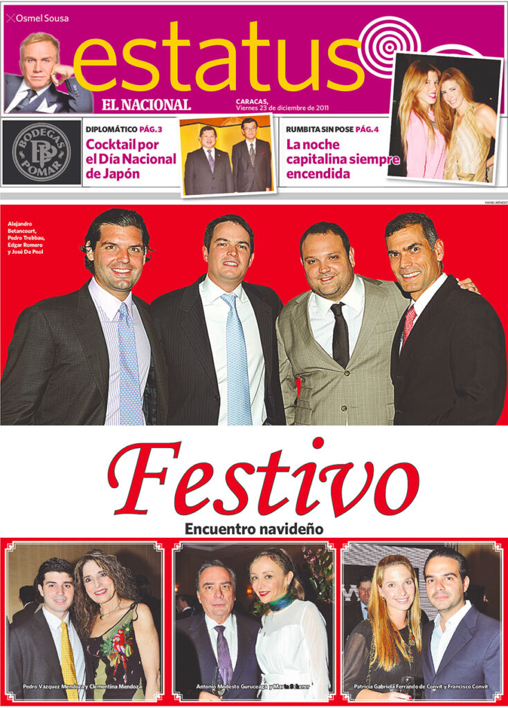Alejandro Betancourt, Pedro Trebbau, Edgar Romero y José de Pool de Derwick en la portada de El Nacional